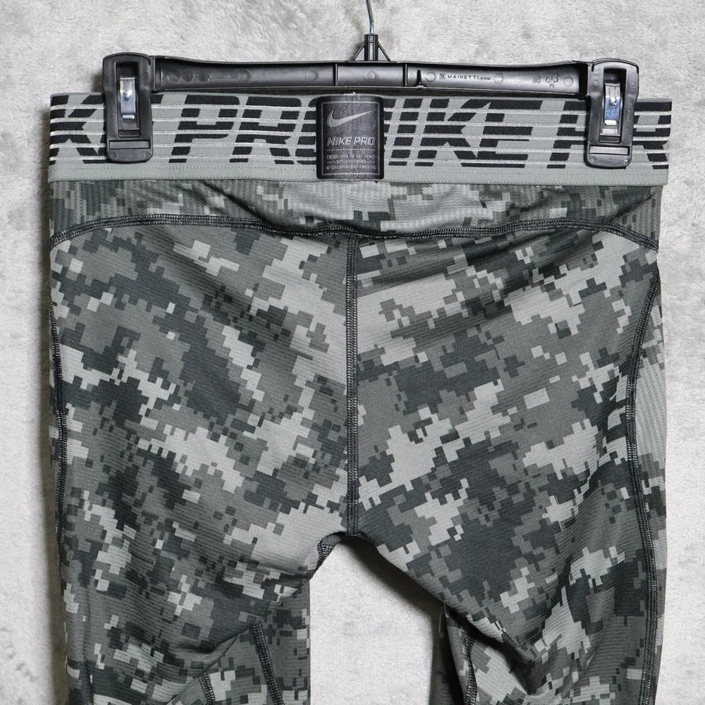 Nike Pro Compression Tights Mens Medium Gray Hypercool Digital Camo 828166-037
